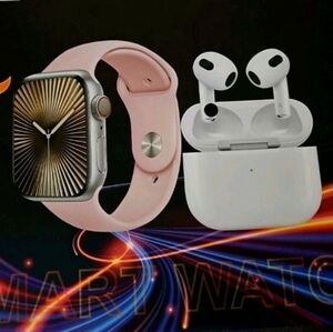 New Pink Smartwatch + Wireless Earbuds Bundle Gift Set NIB Gift